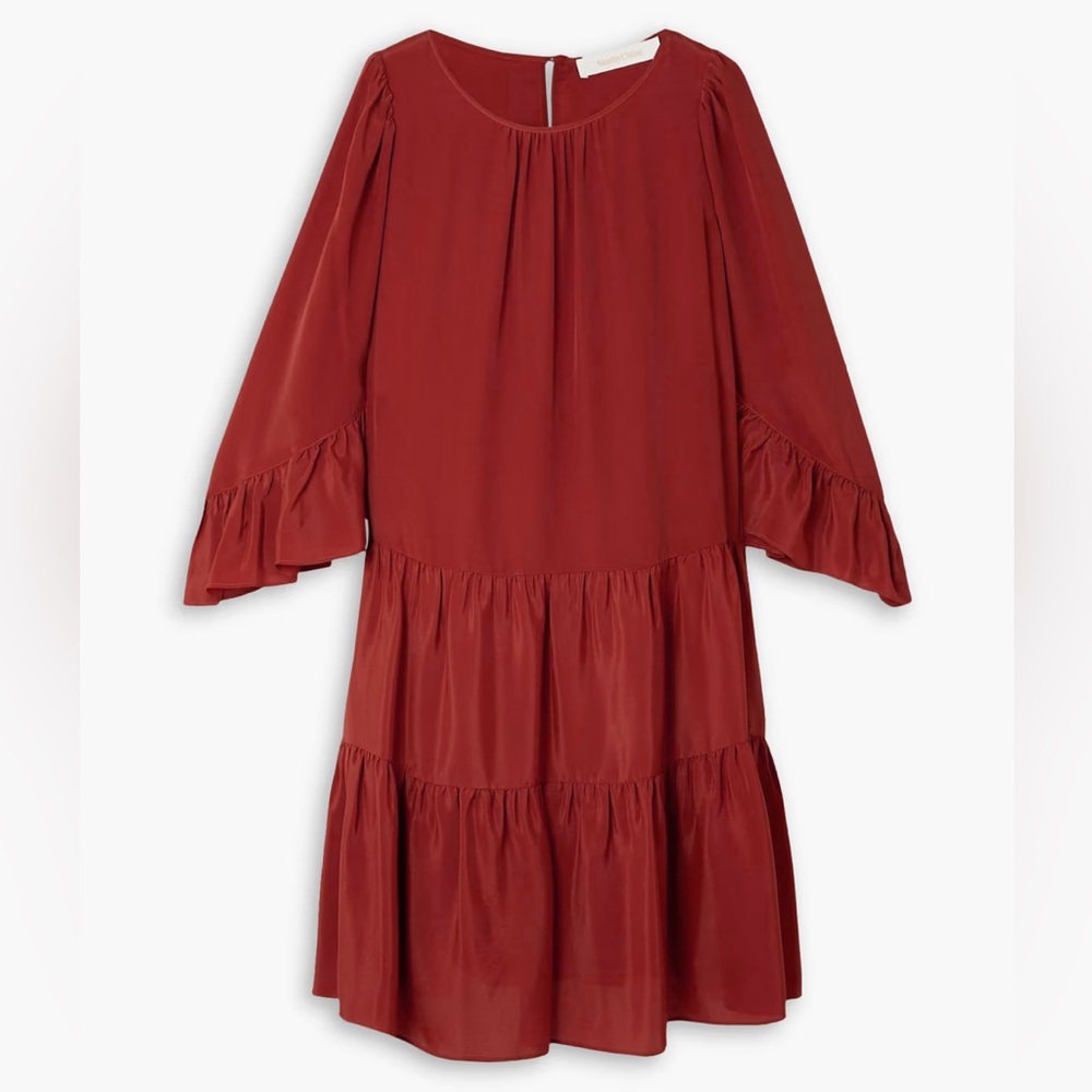 See By Chloe Tiered ruffled crepe de chine dress NWT FR40